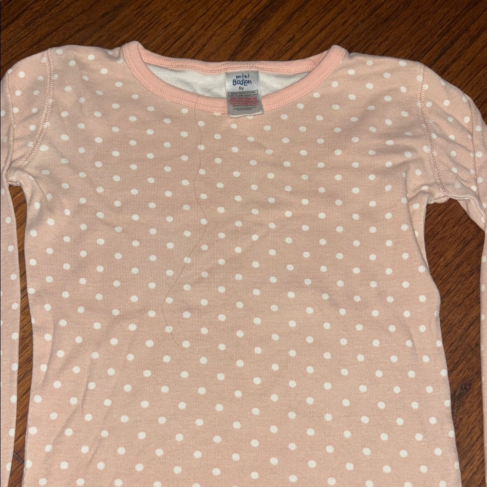 Mini Boden Peach Polka Dot Long Sleeve Tee